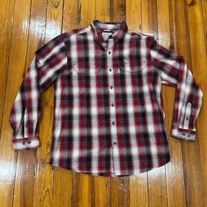 Carhartt Button Down Flannel Shirt Plaid Long Sleeve Relaxed Fit Red Men's L